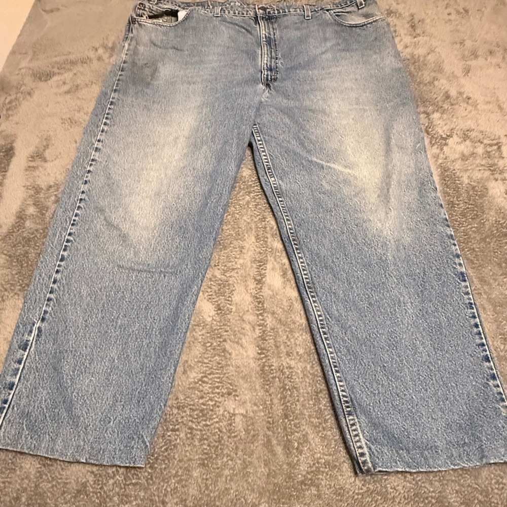 Levis 550 Relaxed Fit Made in USA Vintage Light Wash Denim Blue Jeans Mens 46x28